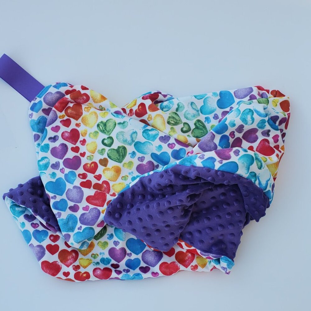 Reversible Watercolor Hearts Minky Baby Blanket – Soft & Snuggly,  29 x 36